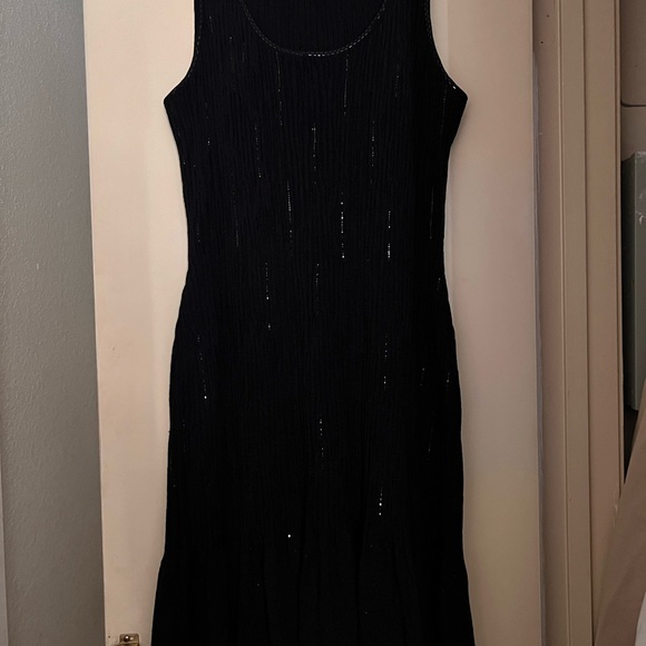 St. John Evening dress navy dark blue knit beaded - Picture 3 of 7